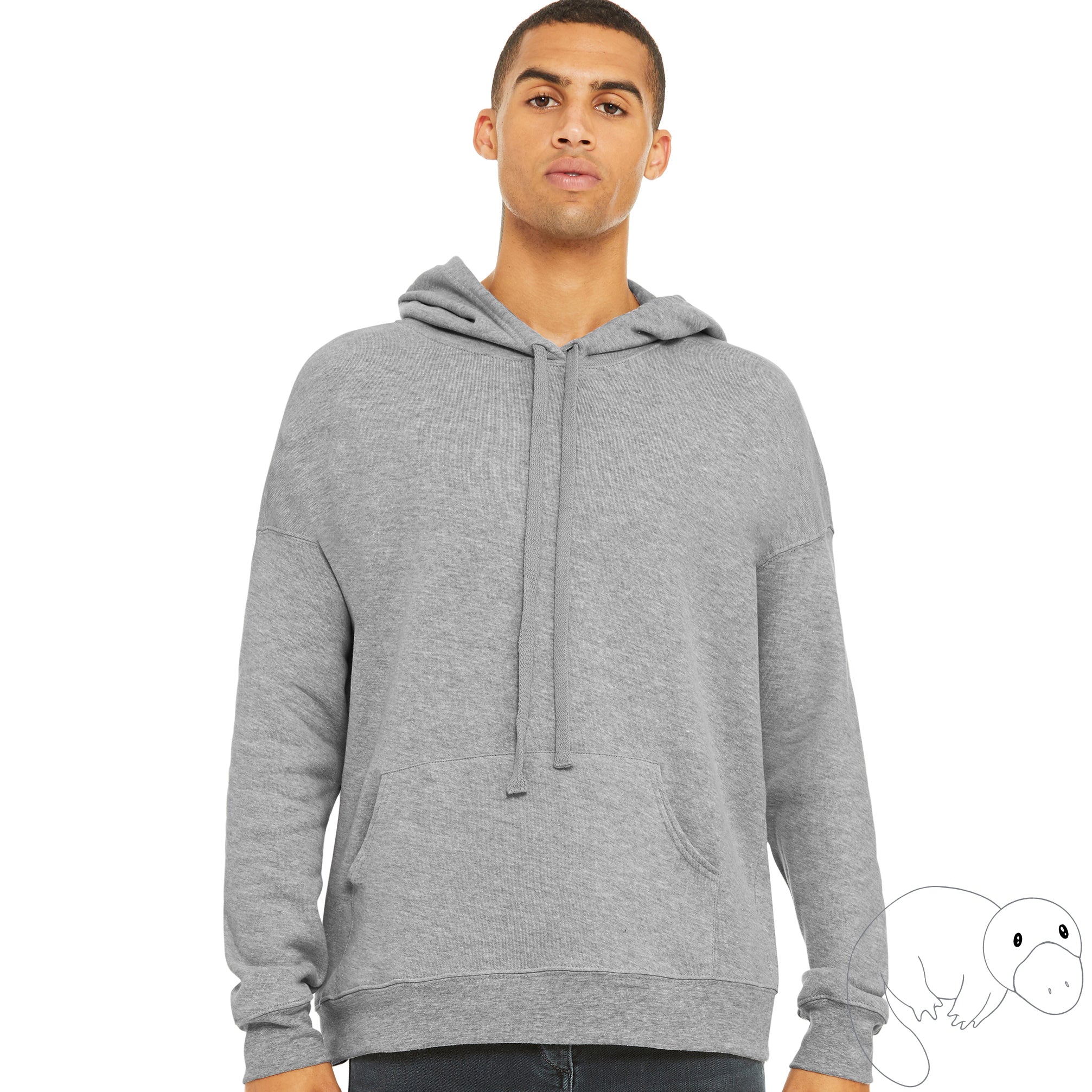 new-product-soft-sweatshirt-cozy-warm-light-grey-softest-hoodie-face-mask-Plats-Hoodie-facemask-all-in-one-convertible-plats-hoodie-platinum-platypus-guy-millennial-boy-man-beautiful-eyes-blue-green-young-cute