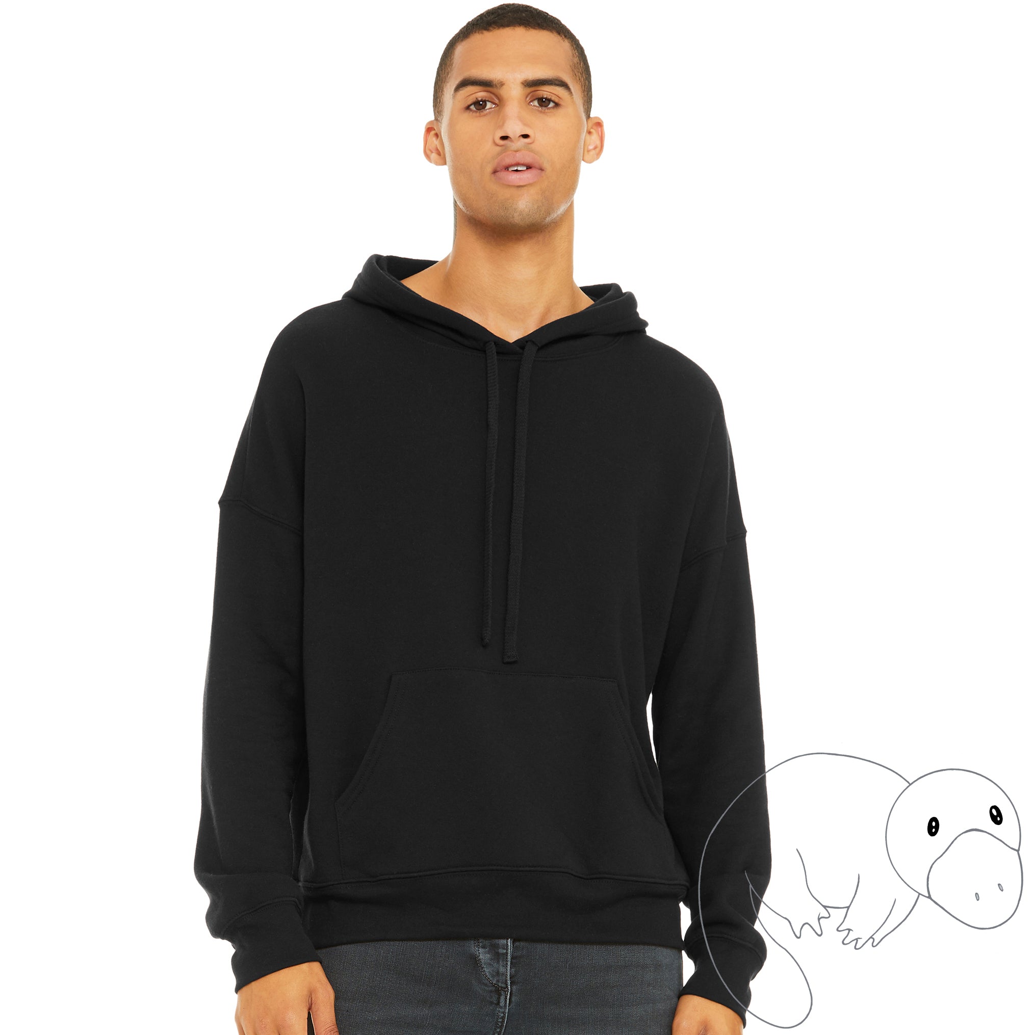 new-product-soft-sweatshirt-cozy-warm-dark-grey-black-hoodie-face-mask-Plats-Hoodie-facemask-all-in-one-convertible-plats-hoodie-platinum-platypus-guy-millennial-boy-man-beautiful-eyes-blue-green-young-cute