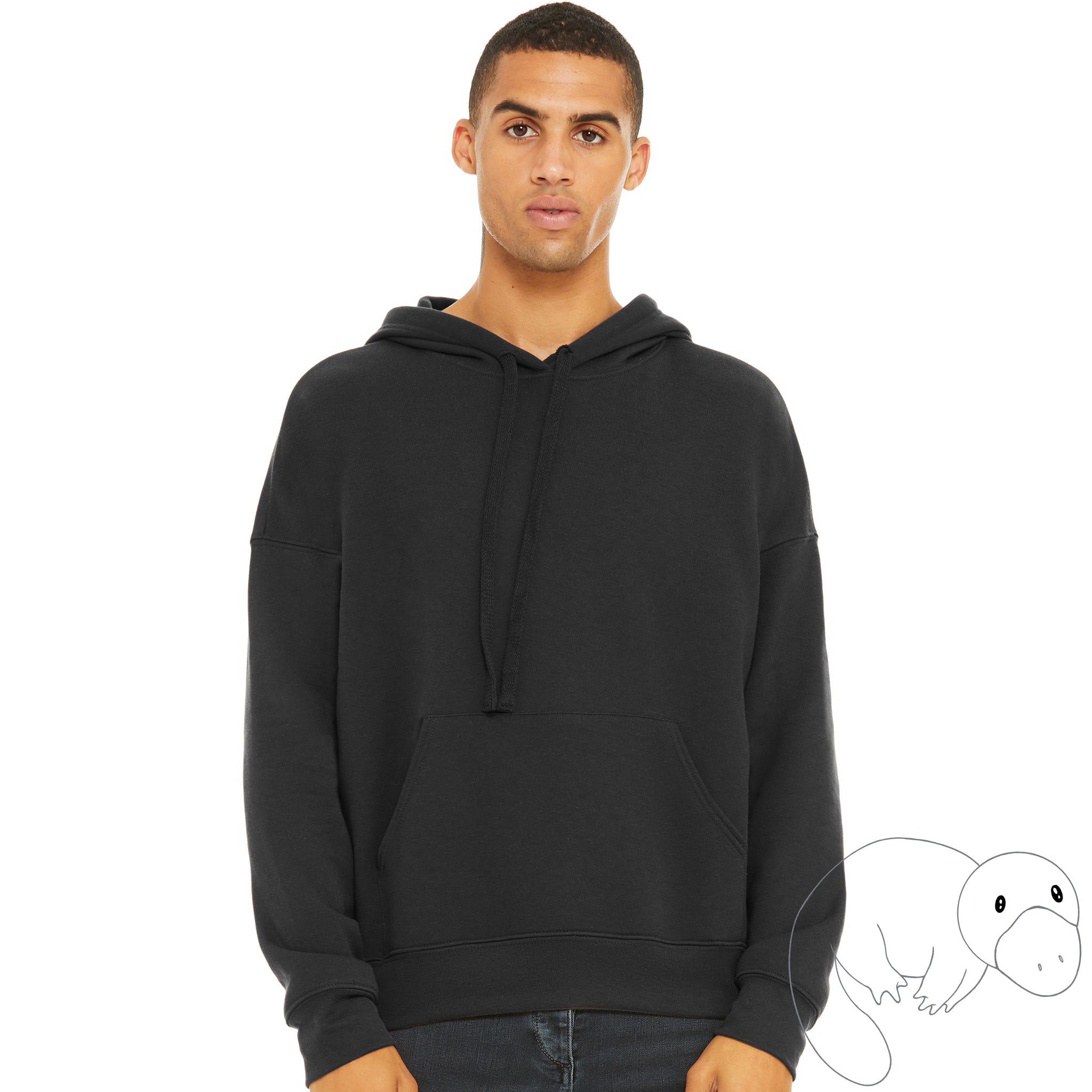 new-product-soft-sweatshirt-cozy-warm-dark-grey-black-hoodie-face-mask-Plats-Hoodie-facemask-all-in-one-convertible-plats-hoodie-platinum-platypus-guy-millennial-boy-man-beautiful-eyes-blue-green-young-cute