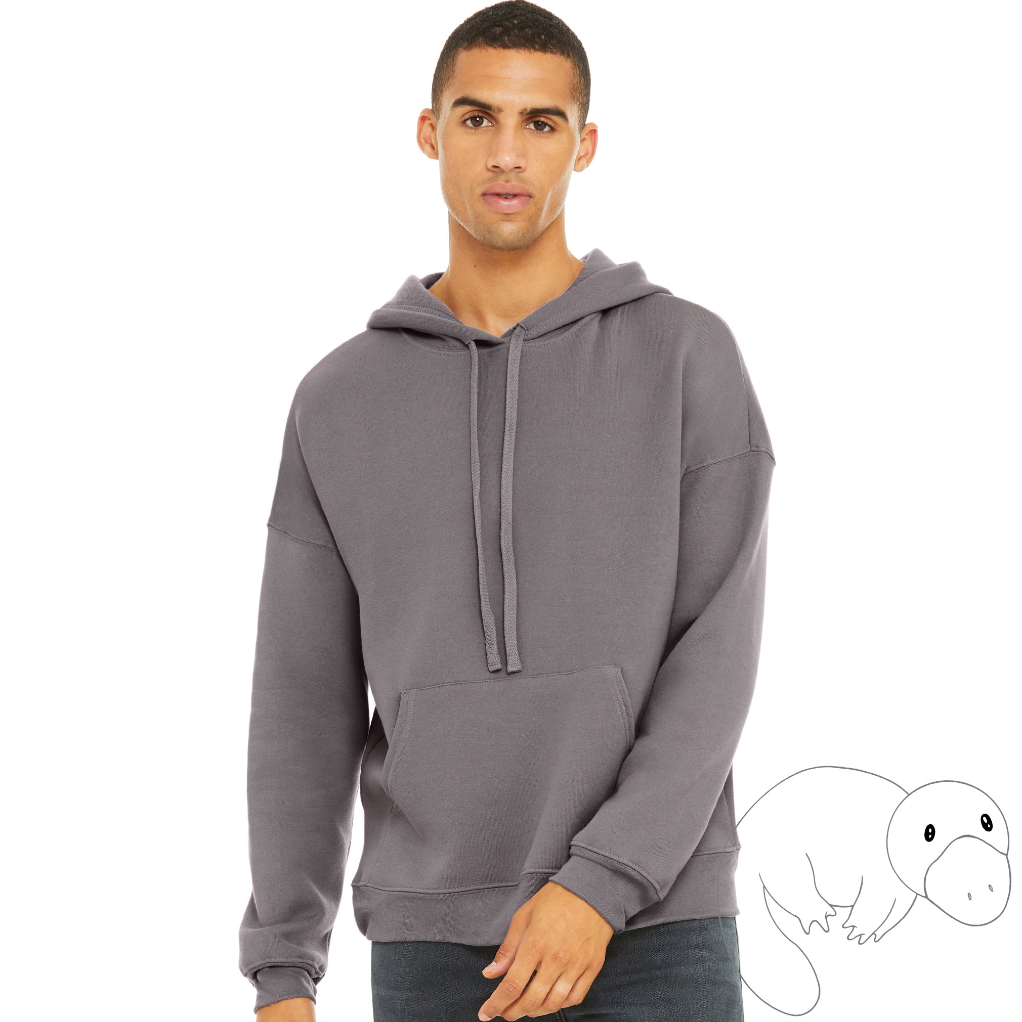 new-product-soft-sweatshirt-cozy-warm-stone-grey-coulds-sky-storm-color-hoodie-face-mask-Plats-Hoodie-facemask-all-in-one-convertible-plats-hoodie-platinum-platypus-guy-millennial-boy-man-beautiful-eyes-blue-green-young-cute